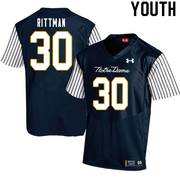 Youth #30 Jake Rittman Notre Dame Fighting Irish College Football Jerseys Sale-Alternate